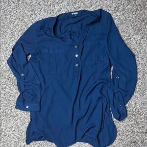 Women's Navy Button-Front Blouse